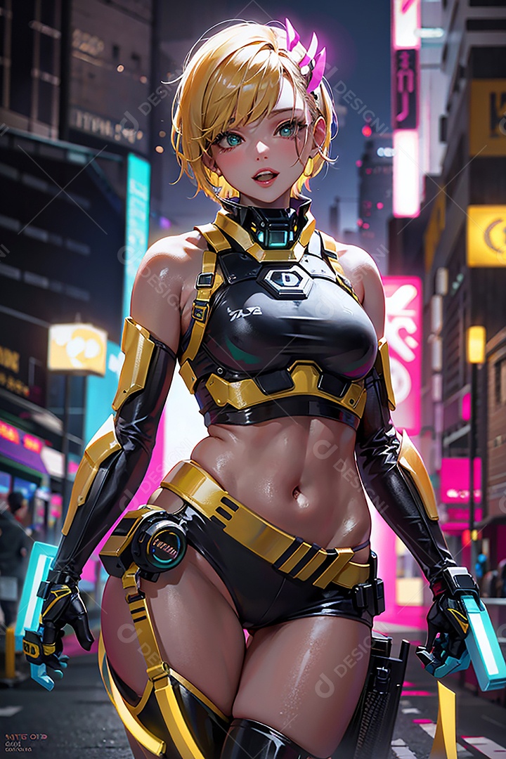 Anime pastel sonho menina futurista modelo adulto ação posando