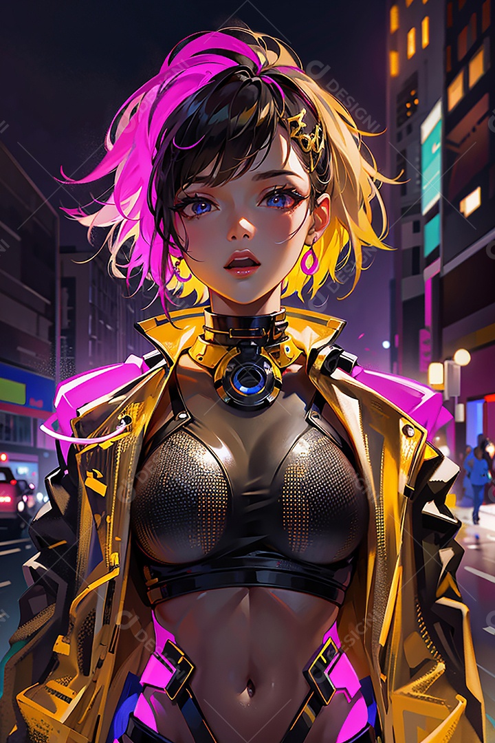 Anime pastel sonho menina futurista modelo adulto ação posando