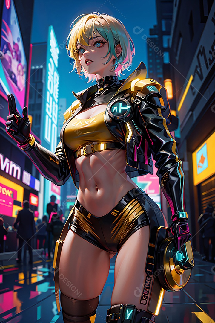 Anime pastel sonho menina futurista modelo adulto ação posando