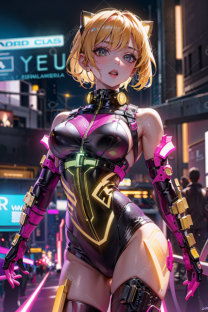 Anime pastel sonho menina futurista modelo adulto ação posando