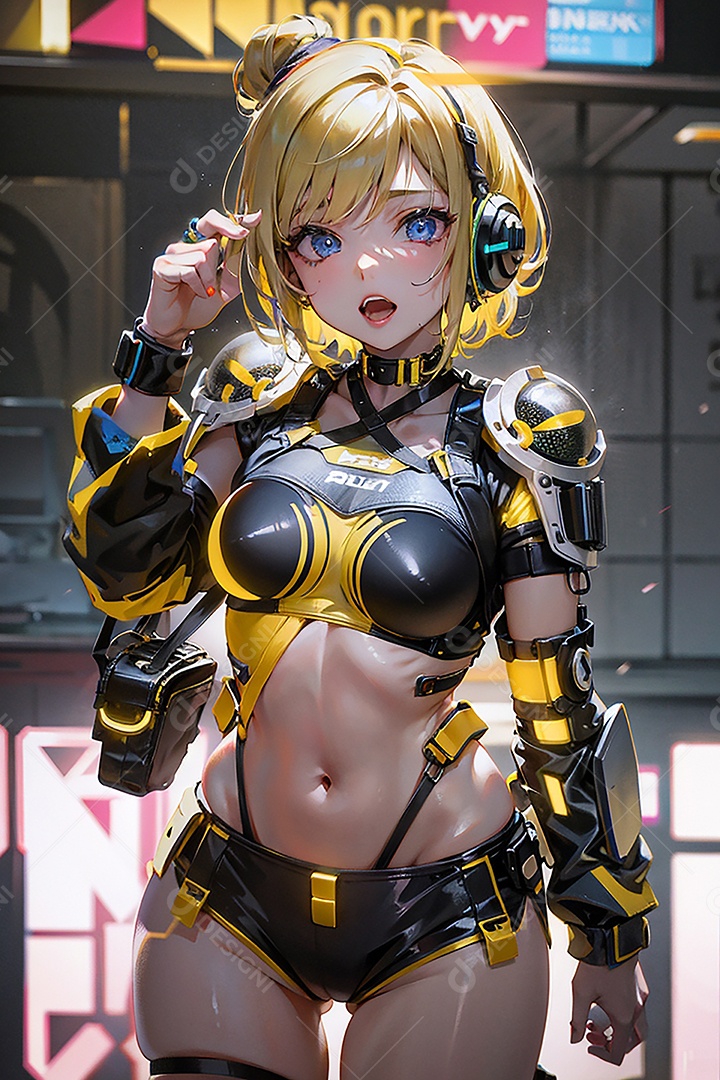 Anime pastel sonho menina futurista modelo adulto ação posando