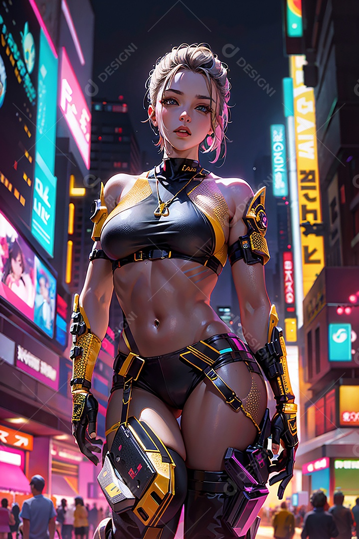 Anime pastel sonho menina futurista modelo adulto ação posando