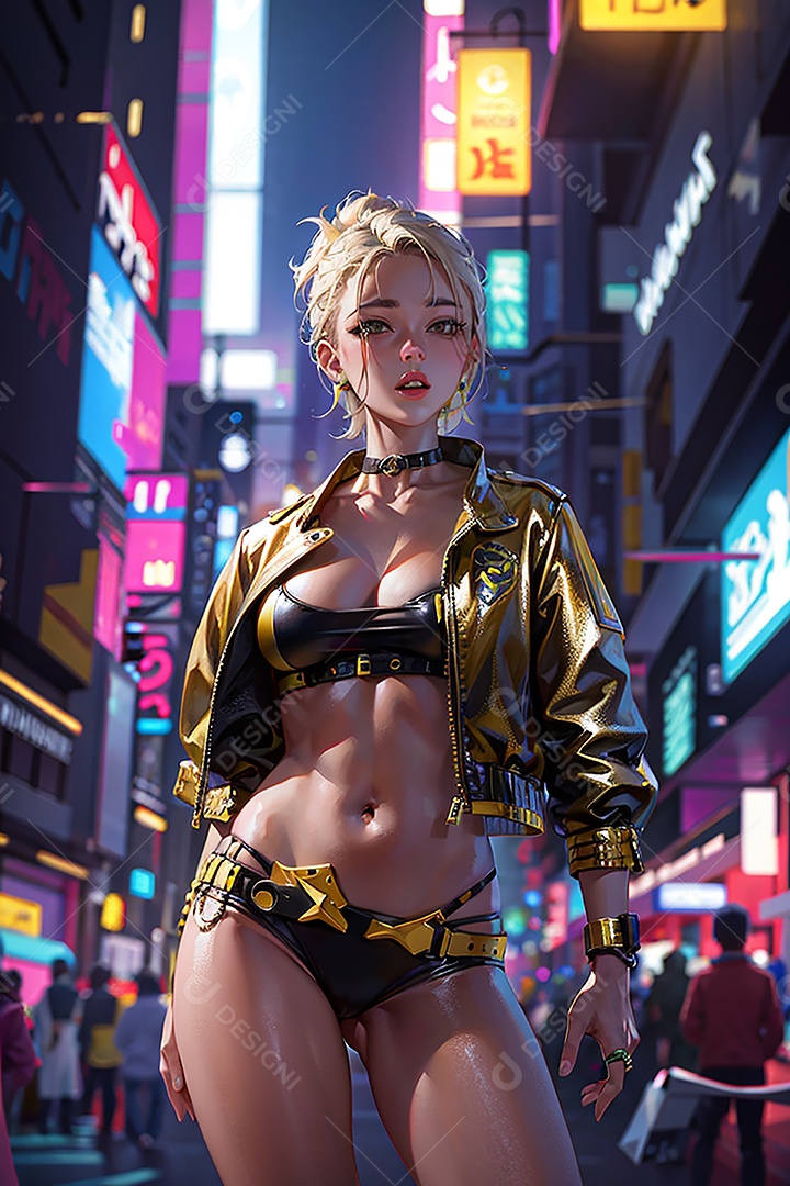 Anime pastel sonho menina futurista modelo adulto ação posando