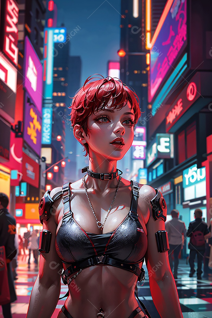 Anime pastel sonho menina futurista modelo adulto ação posando