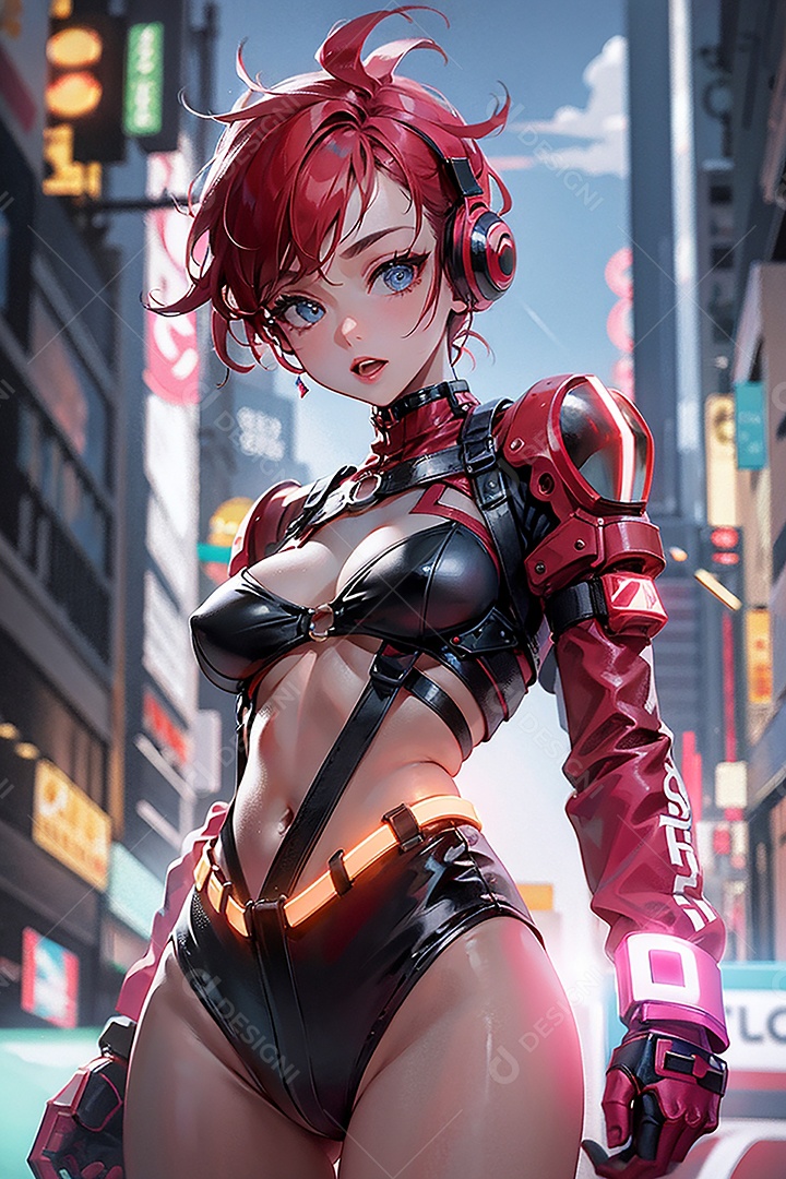 Anime pastel sonho menina futurista modelo adulto ação posando