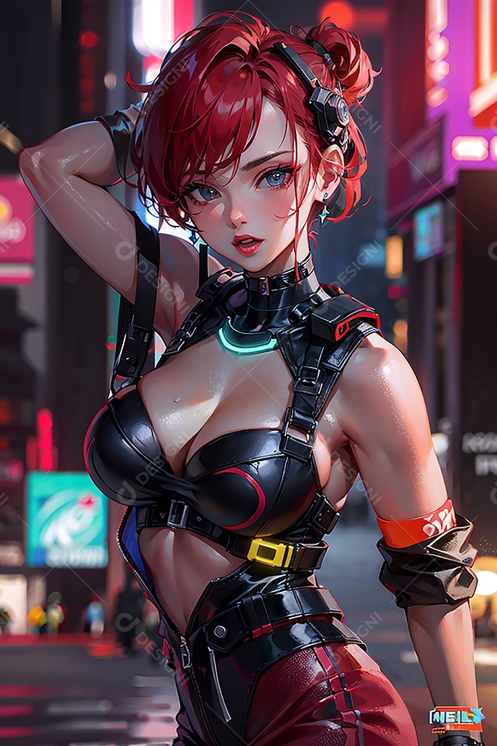 Anime pastel sonho menina futurista modelo adulto ação posando