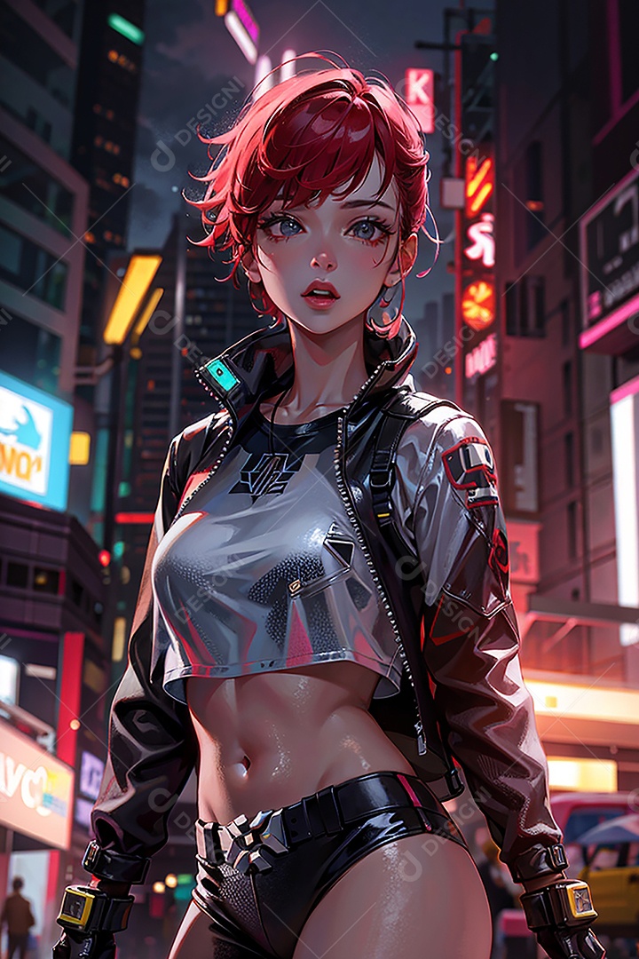 Anime pastel sonho menina futurista modelo adulto ação posando