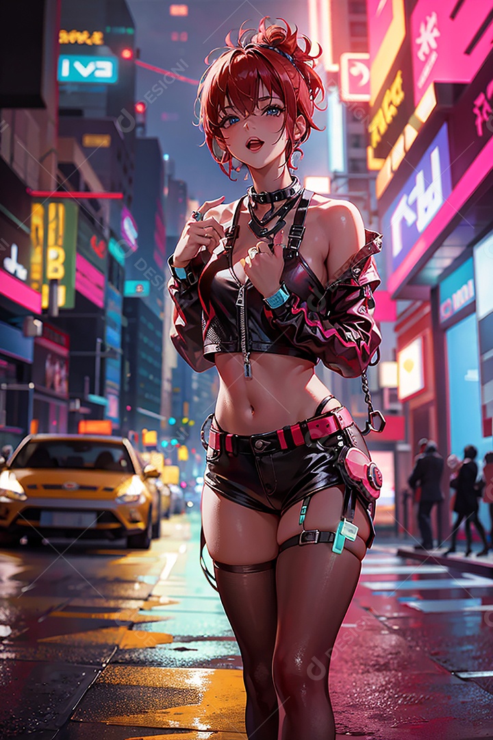 Anime pastel sonho garota cyberpunk