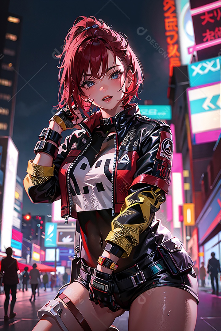 Anime pastel sonho garota cyberpunk