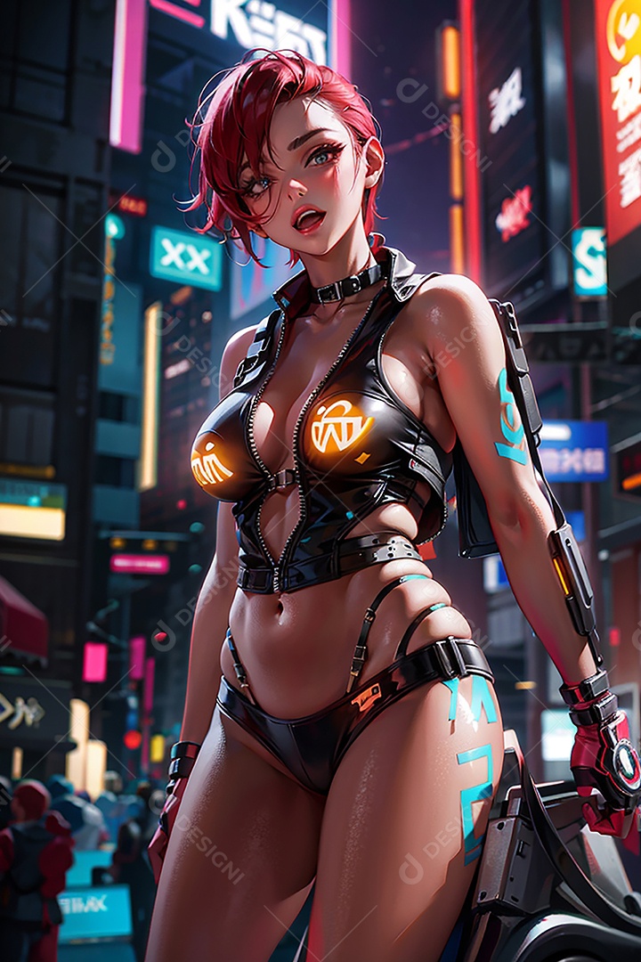 Anime pastel sonho garota cyberpunk