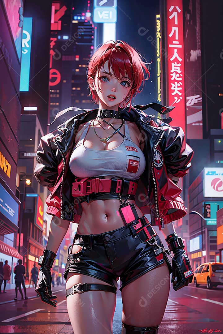 Anime pastel sonho garota cyberpunk