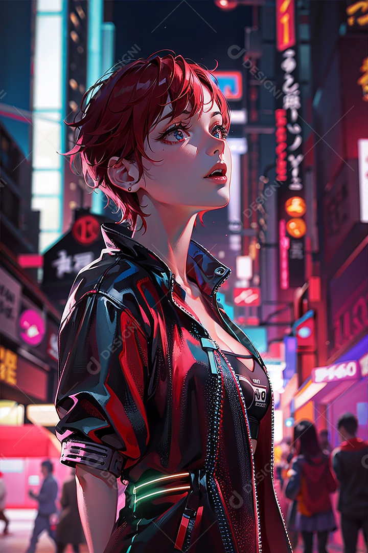 Anime pastel sonho garota cyberpunk