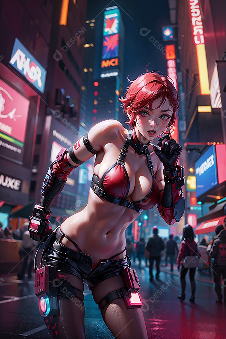 Anime pastel sonho garota cyberpunk