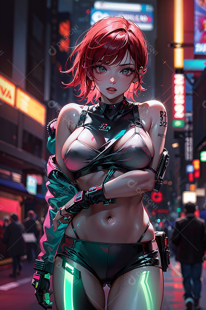 Anime pastel sonho garota cyberpunk