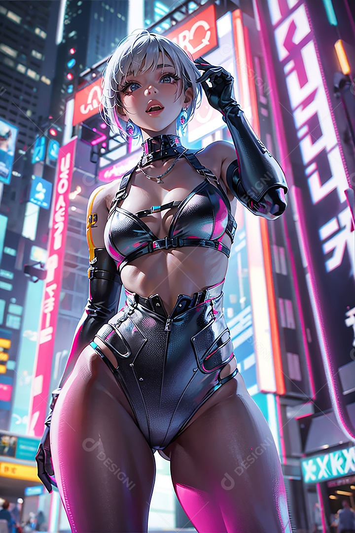 Anime pastel sonho menina futurista modelo adulto ação posando