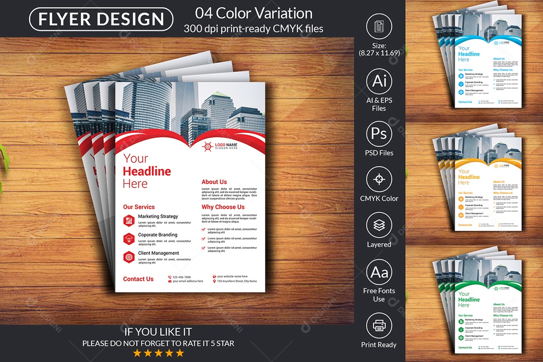 Modelo de Folheto Empresarial PSD + AI Editável