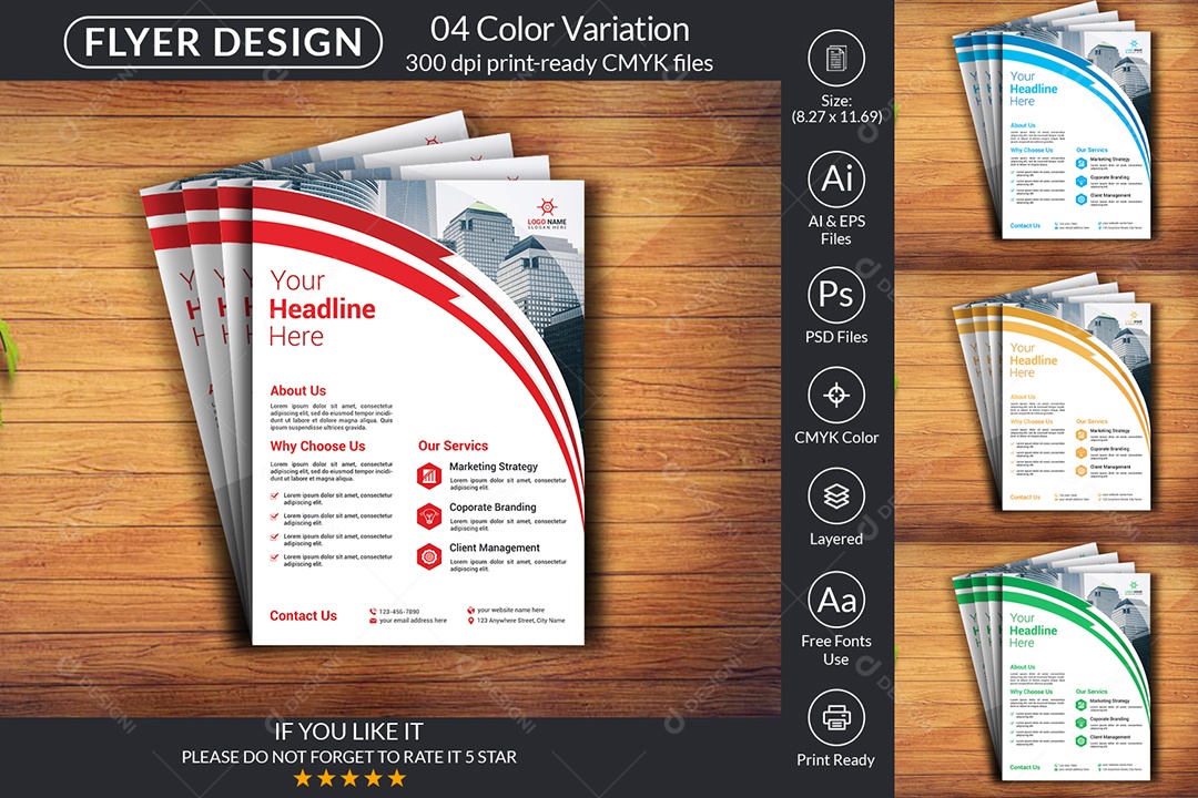 Modelo de Folheto Empresarial PSD + AI Editável