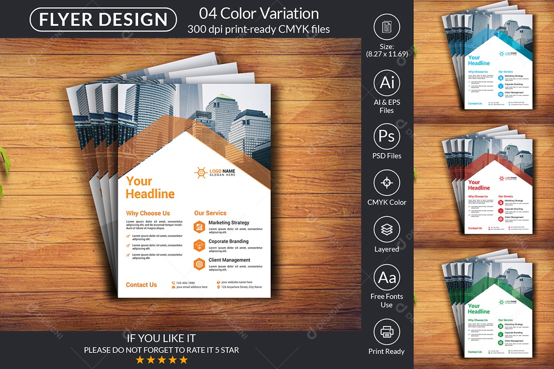 Modelo de Folheto Empresarial PSD + AI Editável