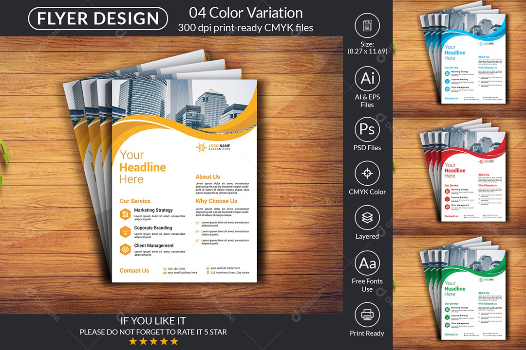 Modelo de Folheto Empresarial PSD + AI Editável