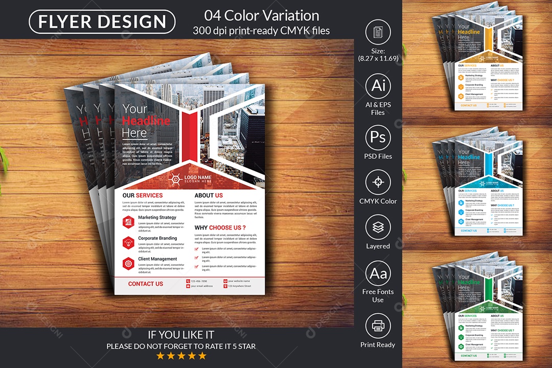 Modelo de Folheto Empresarial PSD + AI Editável