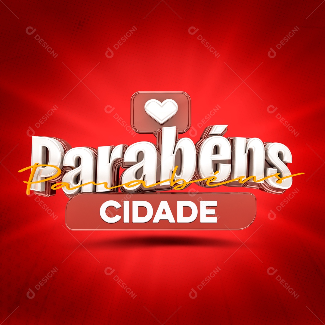 Texto 3D Parabéns Cidade Para Composição PSD
