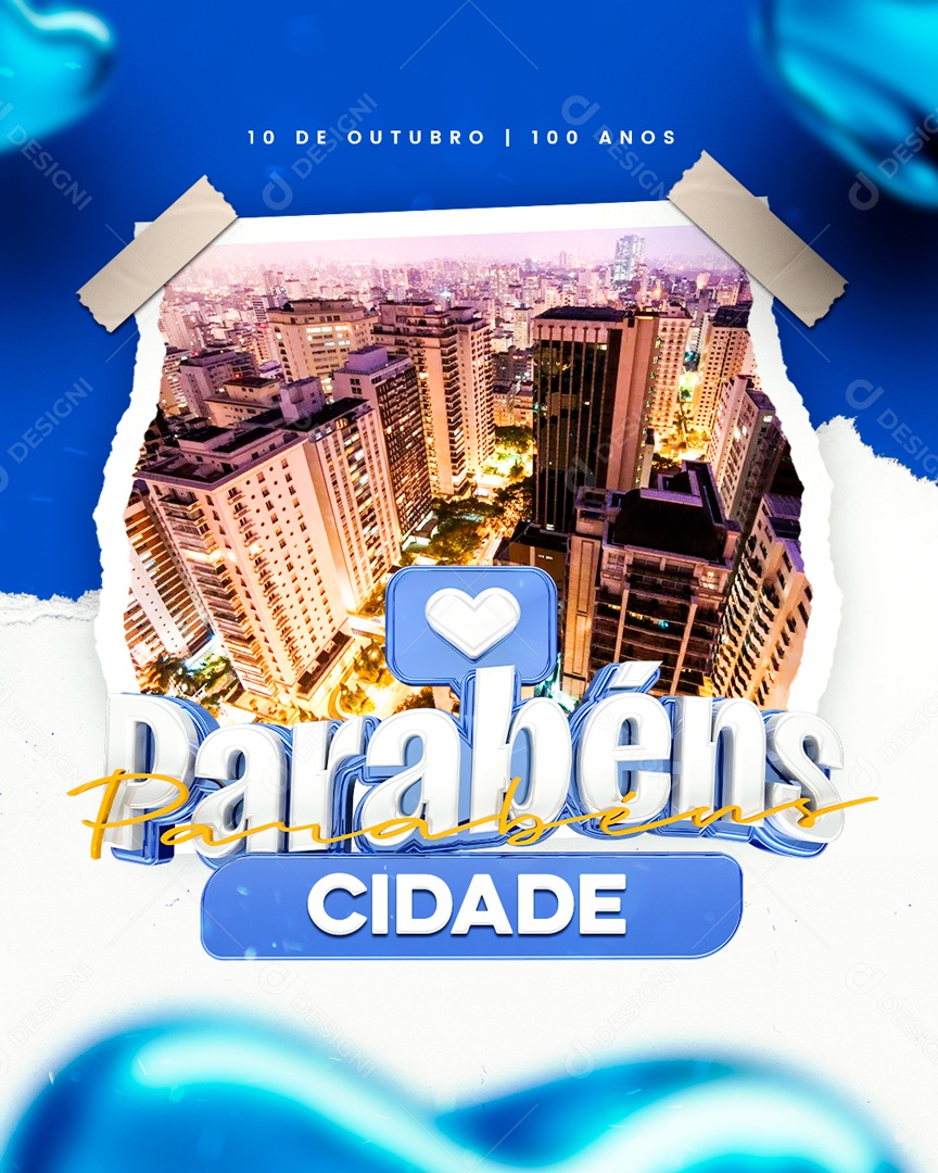 Feed Parabéns Cidade Social Media PSD Editável
