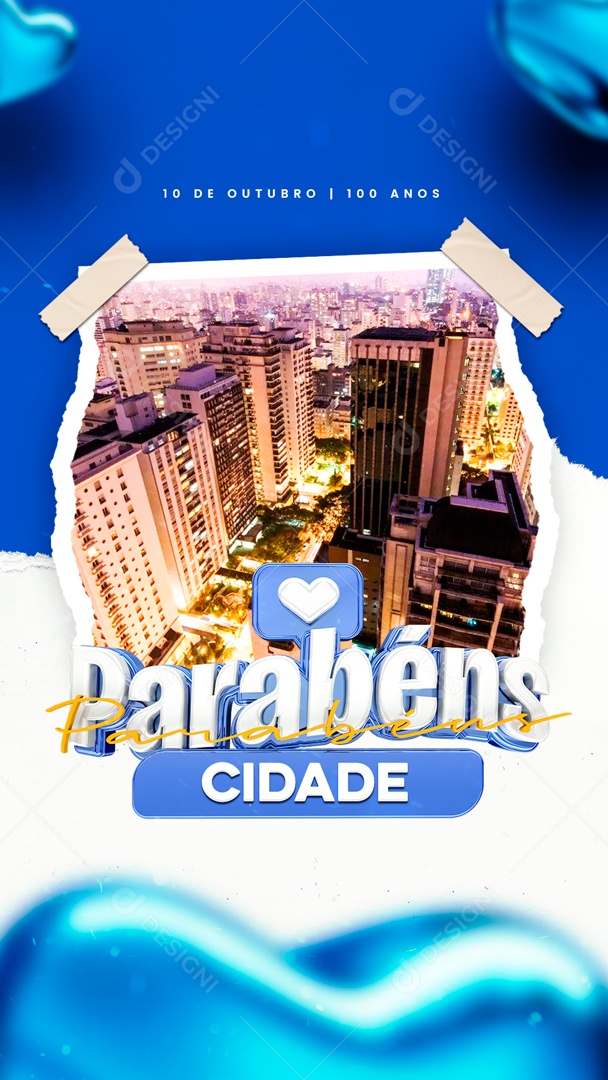 Social Media Story Parabéns Cidade PSD Editável