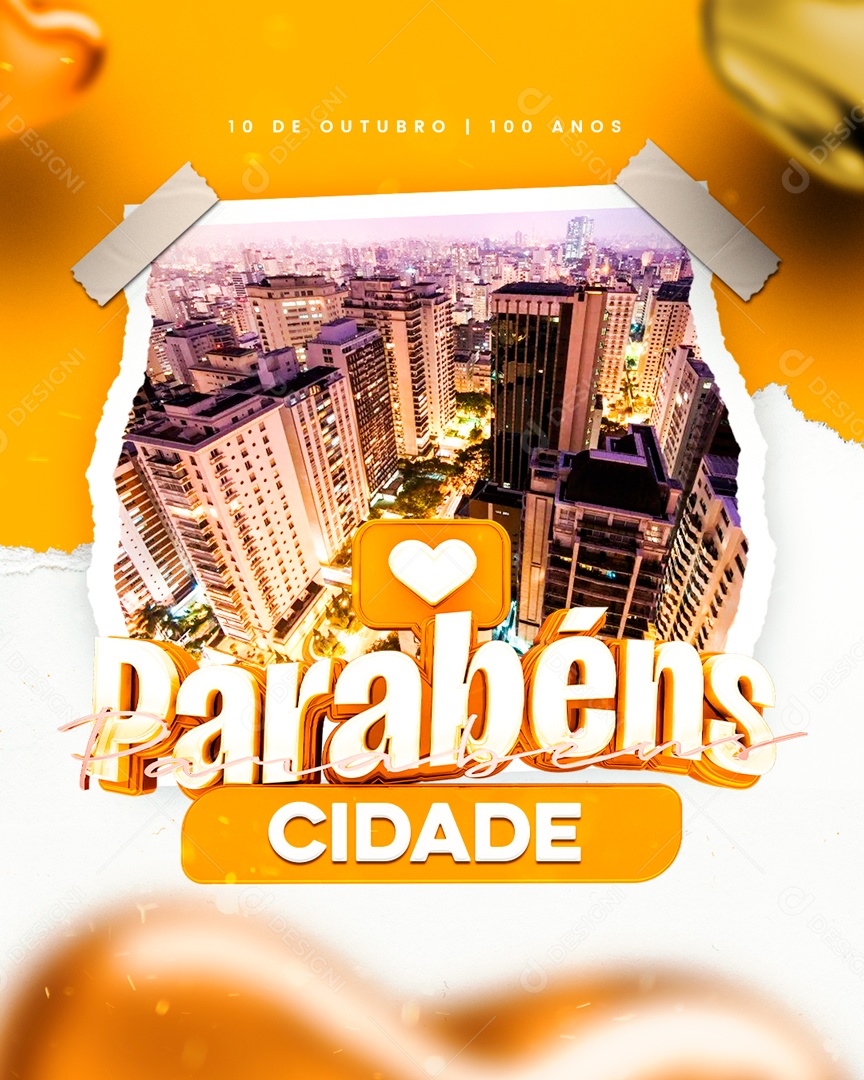 Feed Parabéns Cidade Social Media PSD Editável