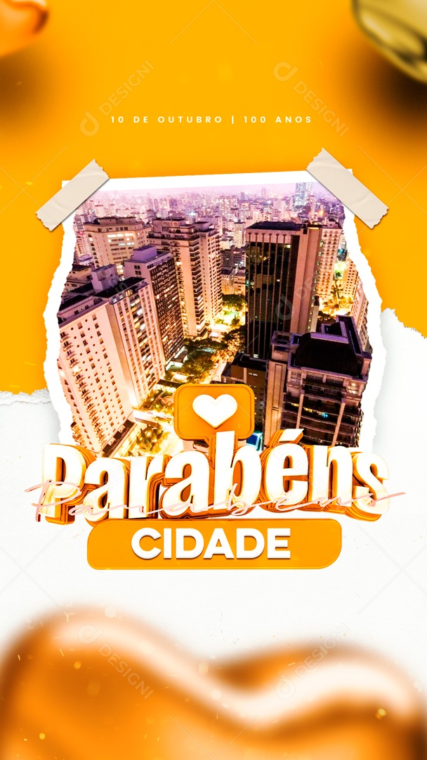 Social Media Story Parabéns Cidade 10 De Outubro PSD Editável