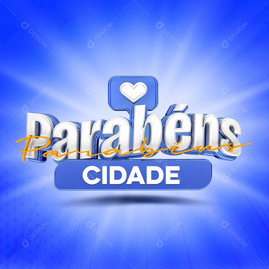 Texto 3D Parabéns Cidade PSD Editável