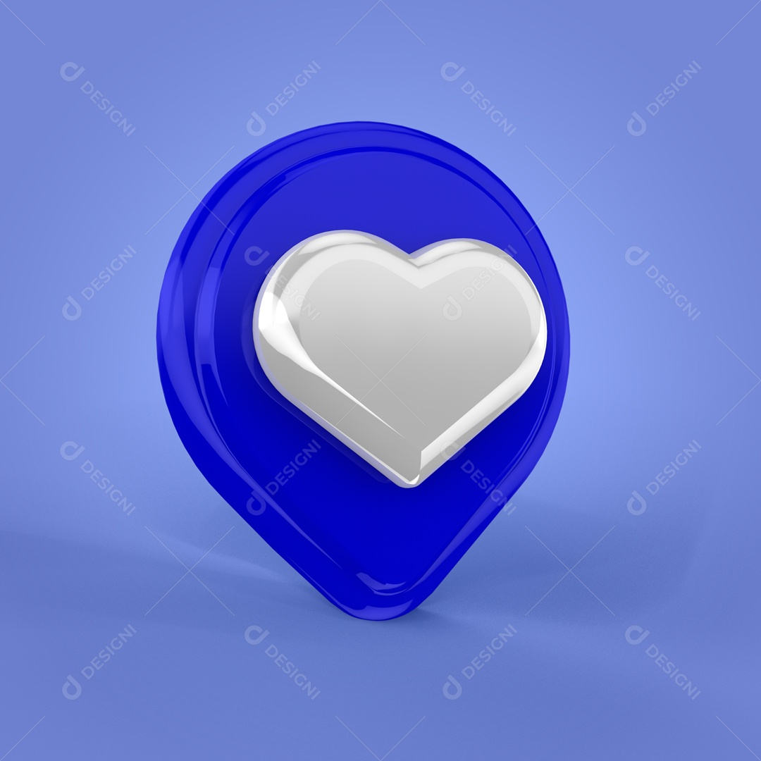 Elemento 3D Like Coração Azul Para Composição PSD