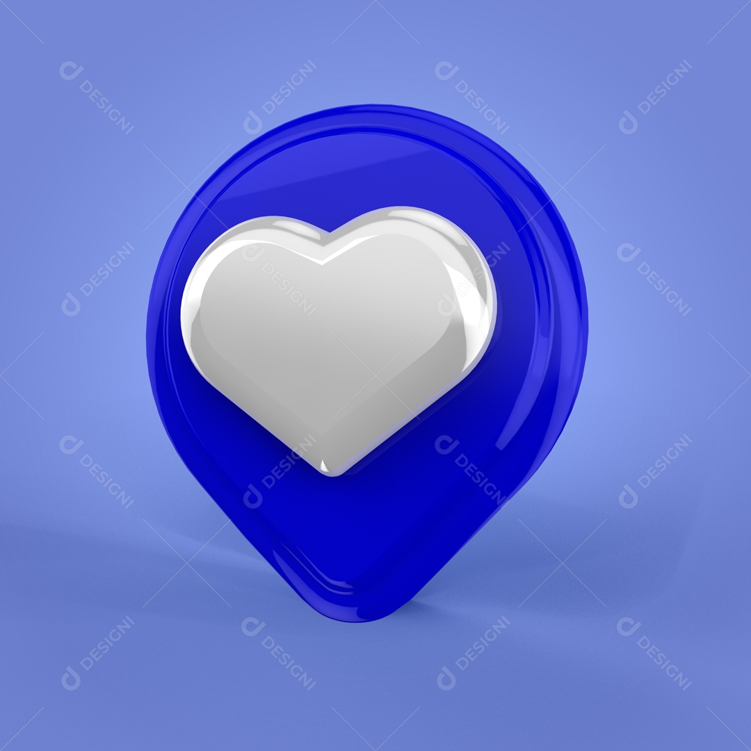 Like Coração Azul ELemento 3D Para Composição PSD