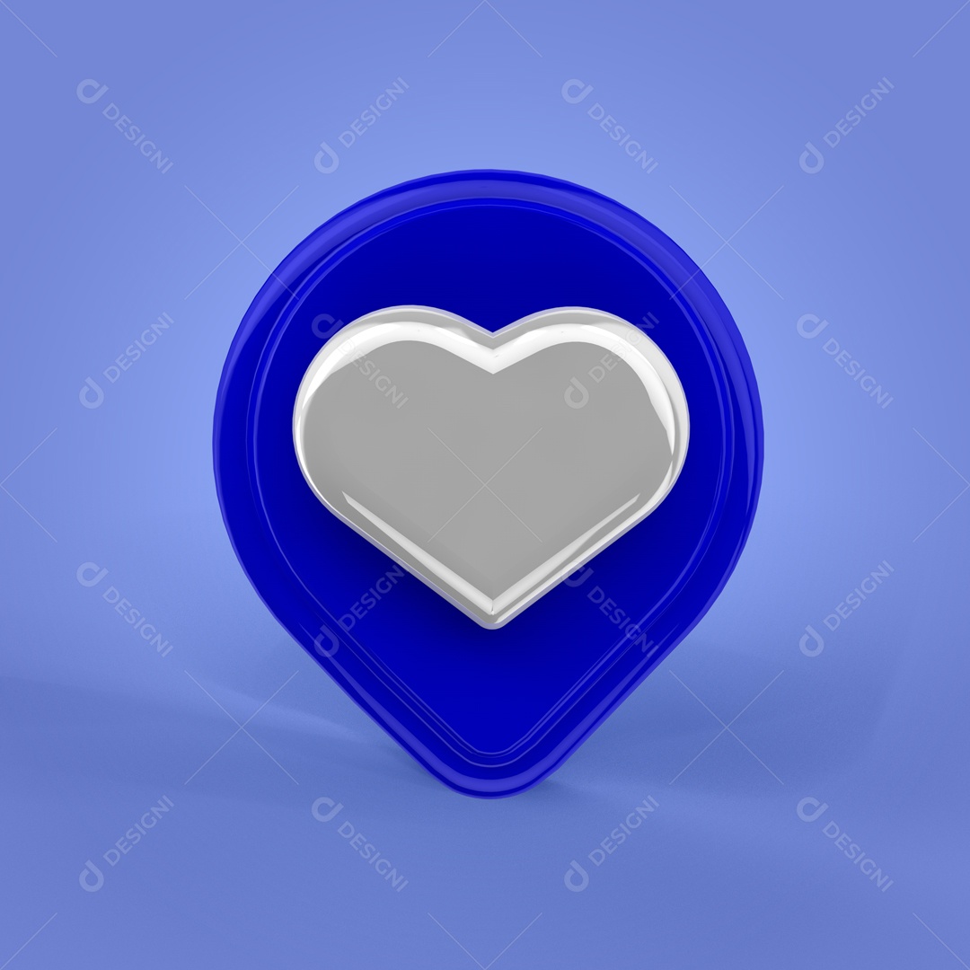 Elemento 3D Like Coração Azul Para Composição PSD