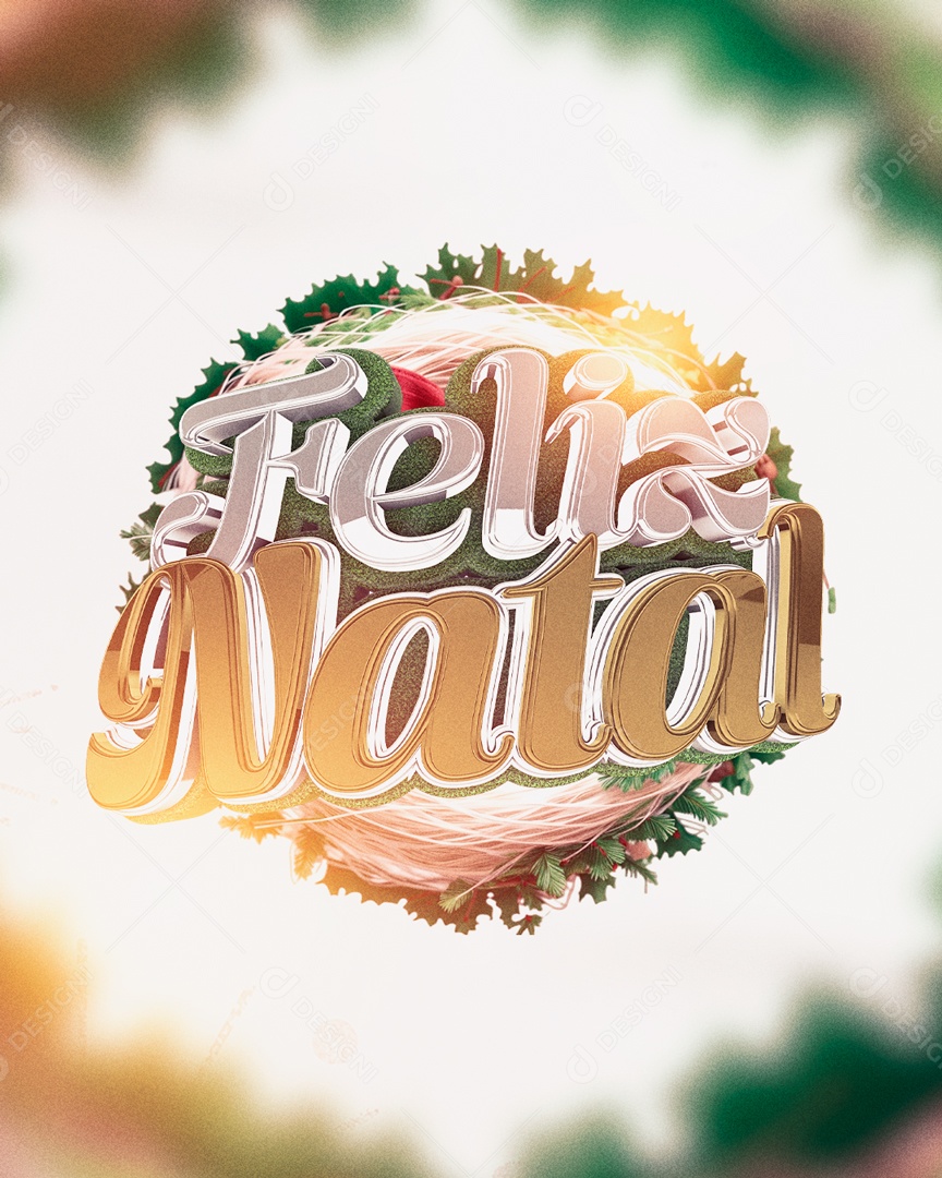 Selo 3D Feliz Natal Para Composição PSD