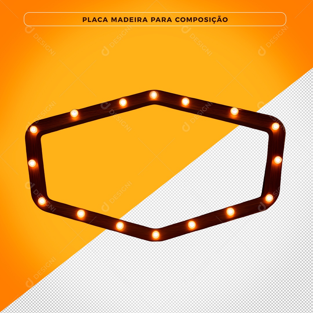 Elemento 3D Borda Placa De Madeira Para Composição PSD