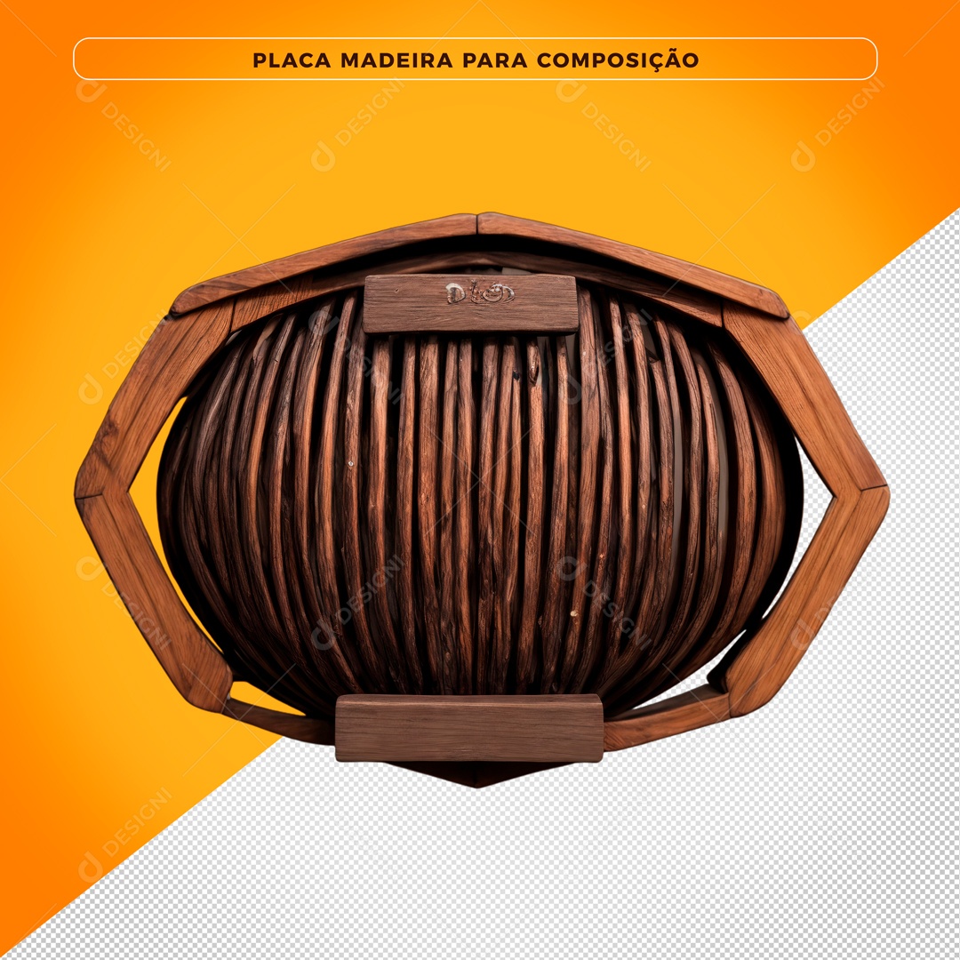 Elemento 3D Placa De Madeira Para Composição PSD