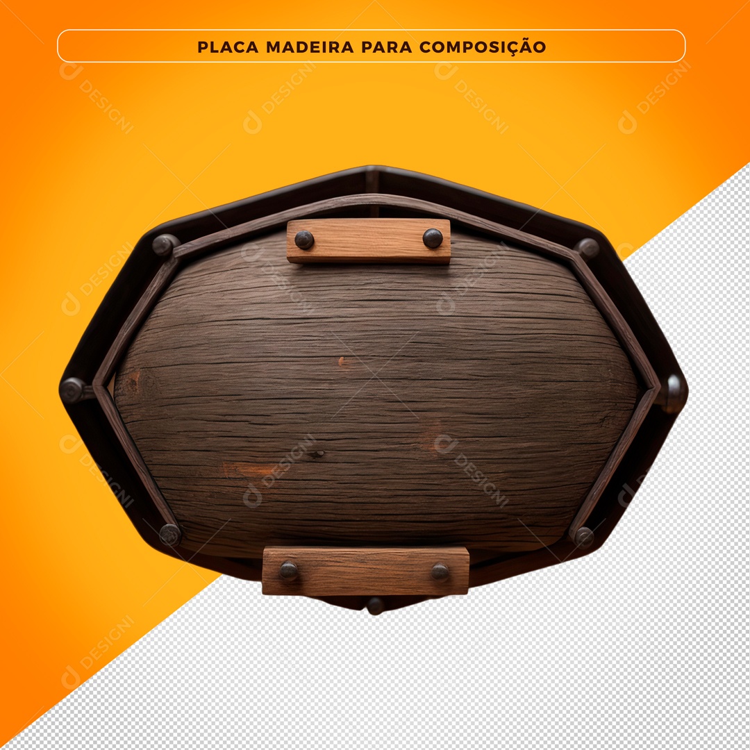 Placa De Madeira Elemento 3D Para Composição PSD