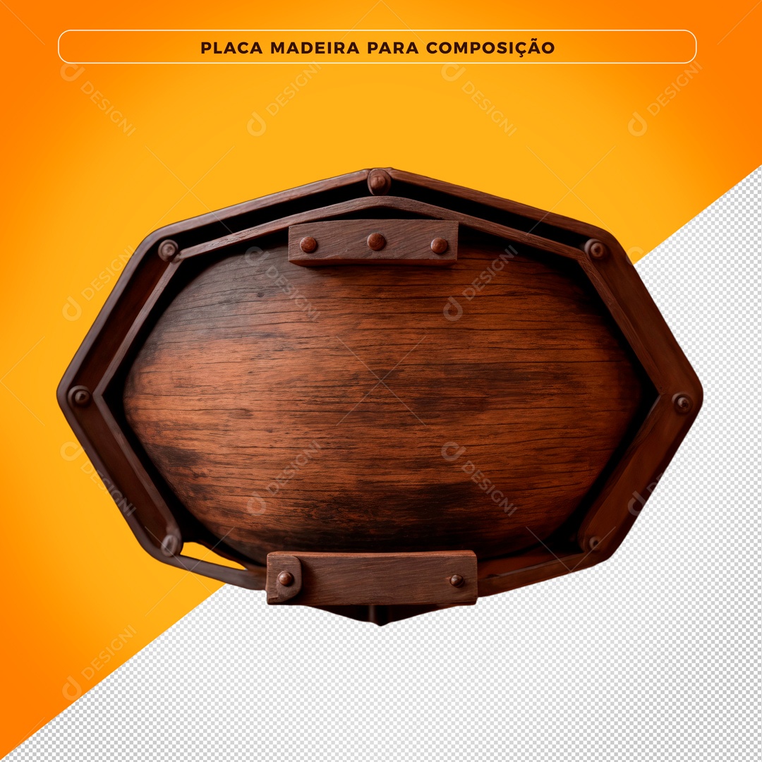 Elemento 3D Placa De Madeira Para Composição PSD