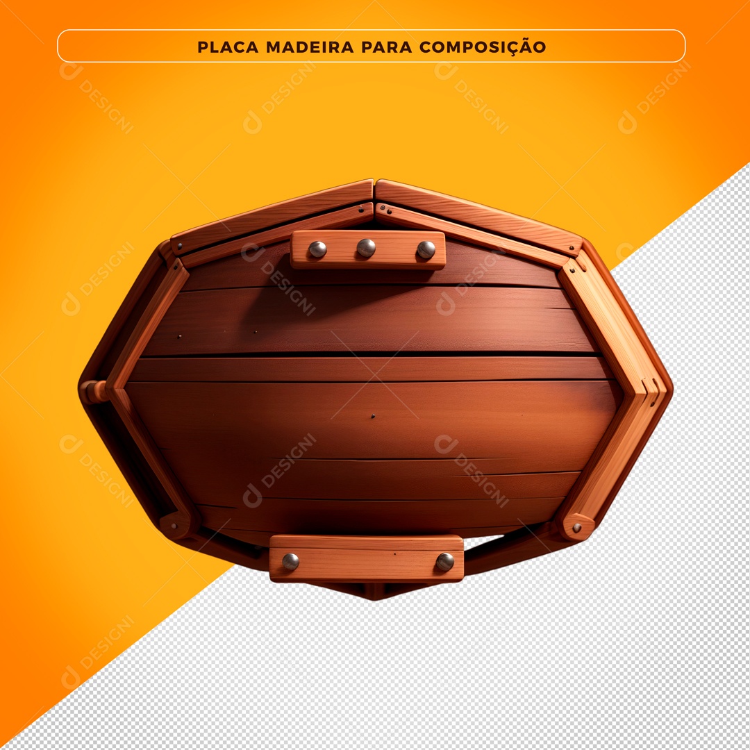 Elemento 3D Placa De Madeira Para Composição PSD