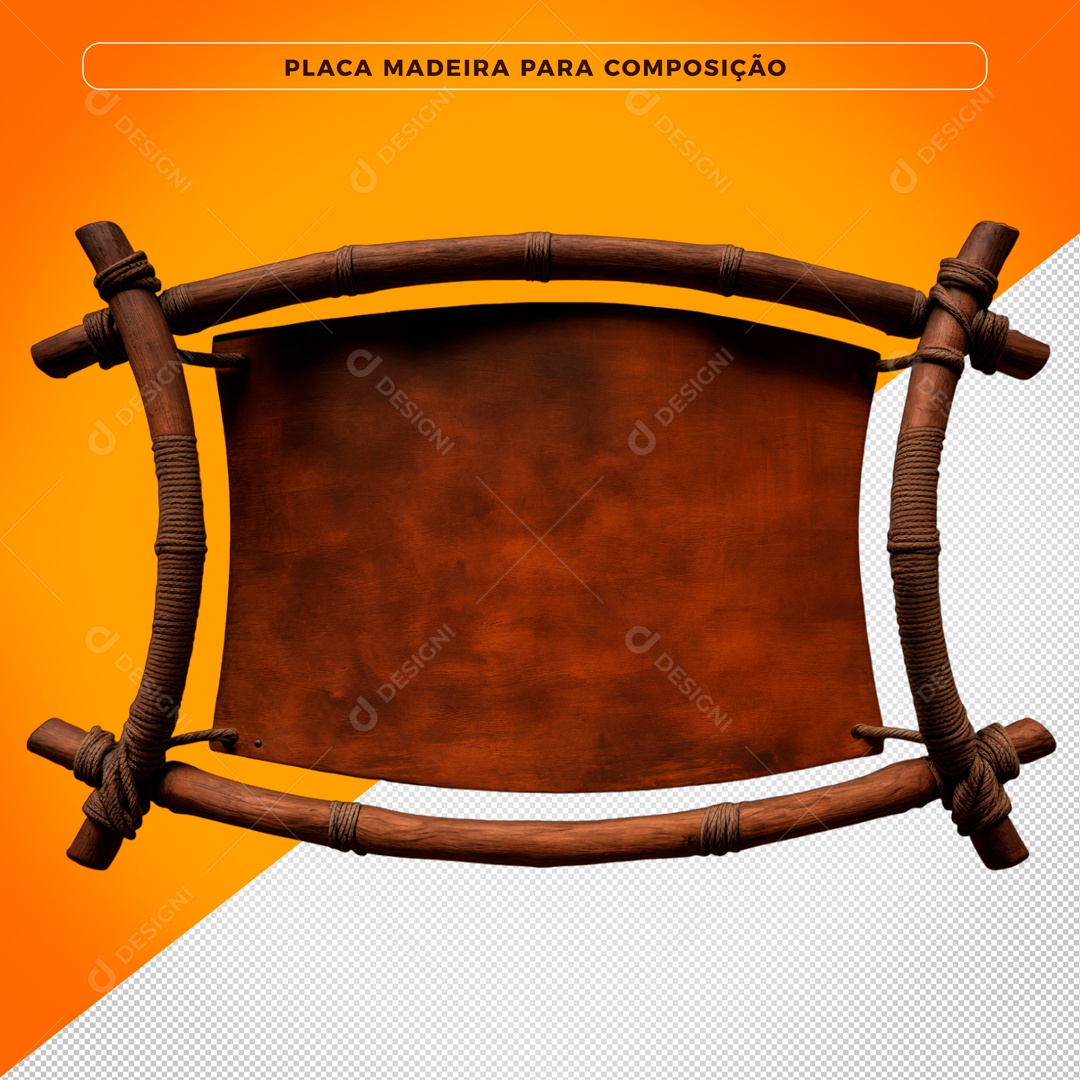 Elemento 3D Placa De Madeira Para Composição PSD