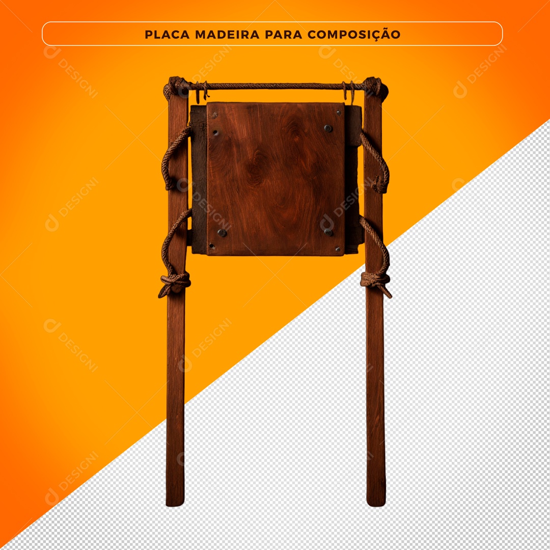 Placa De Madeira Elemento 3D Para Composição PSD