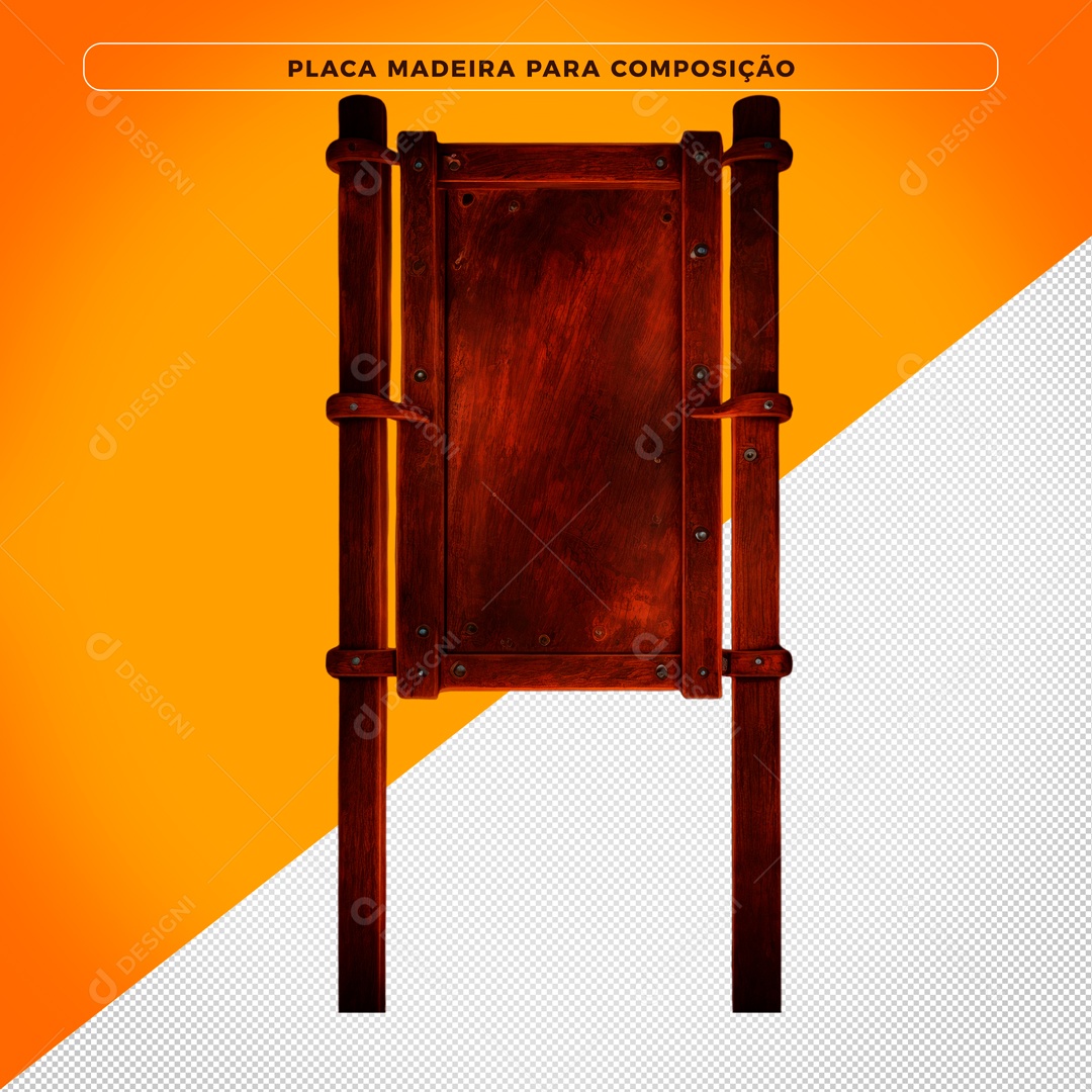 Elemento 3D Placa De Madeira Para Composição PSD