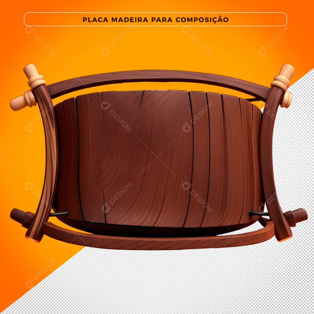 Elemento 3D Placa De Madeira Para Composição PSD