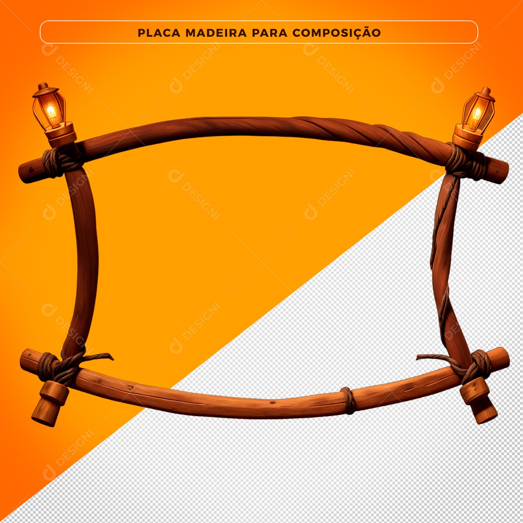 Borda Placa De Madeira Elemento 3D Para Composição PSD