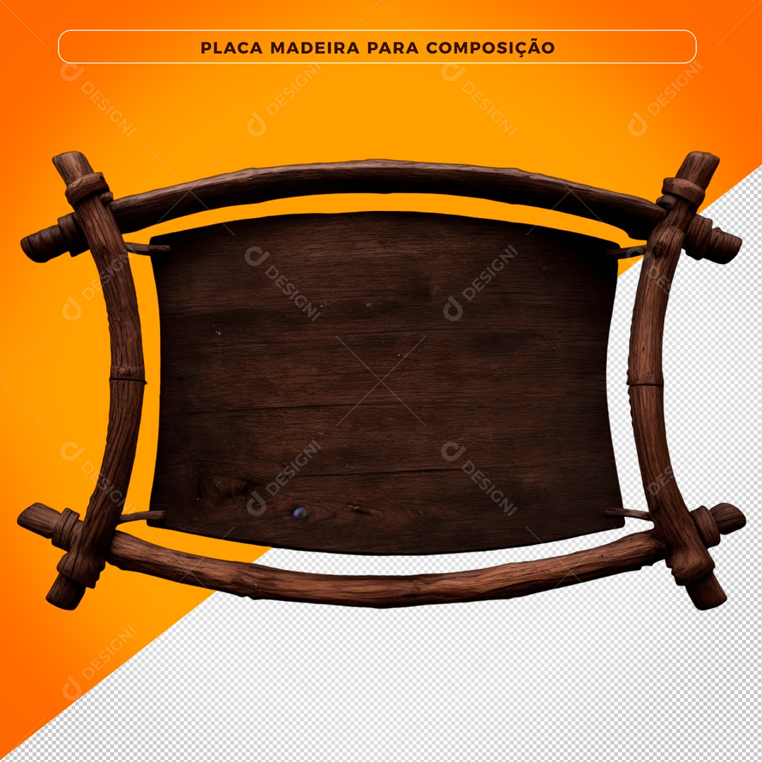 Elemento 3D Placa De Madeira Para Composição PSD
