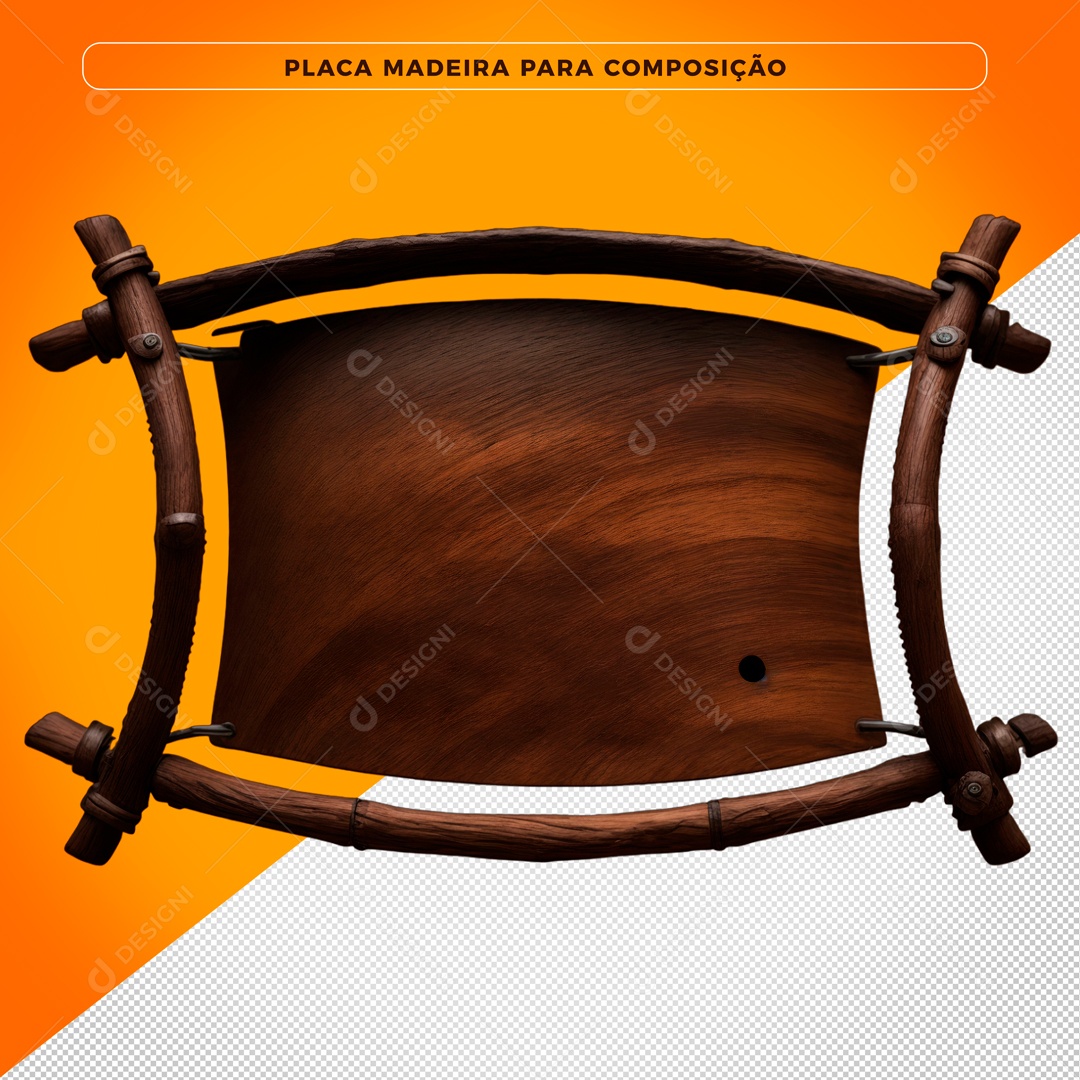 Elemento 3D Placa De Madeira Para Composição PSD