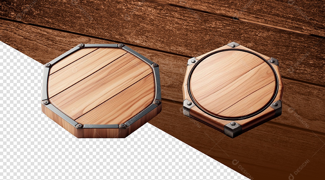 Painel de Madeira Elemento 3D para Composição PSD