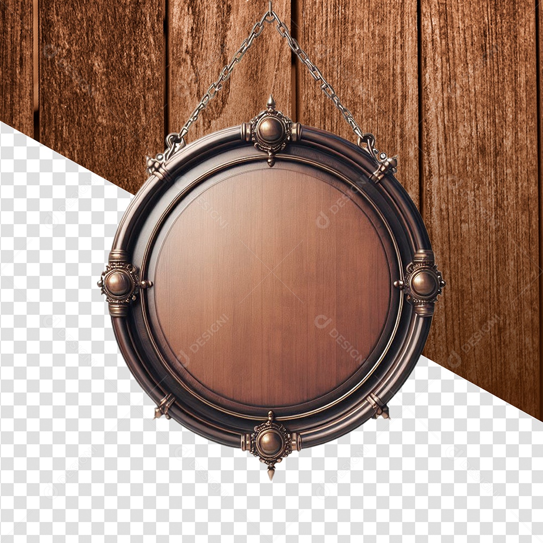 Circulo Base de Madeira Ferro Elemento 3D para Compoisção PSD