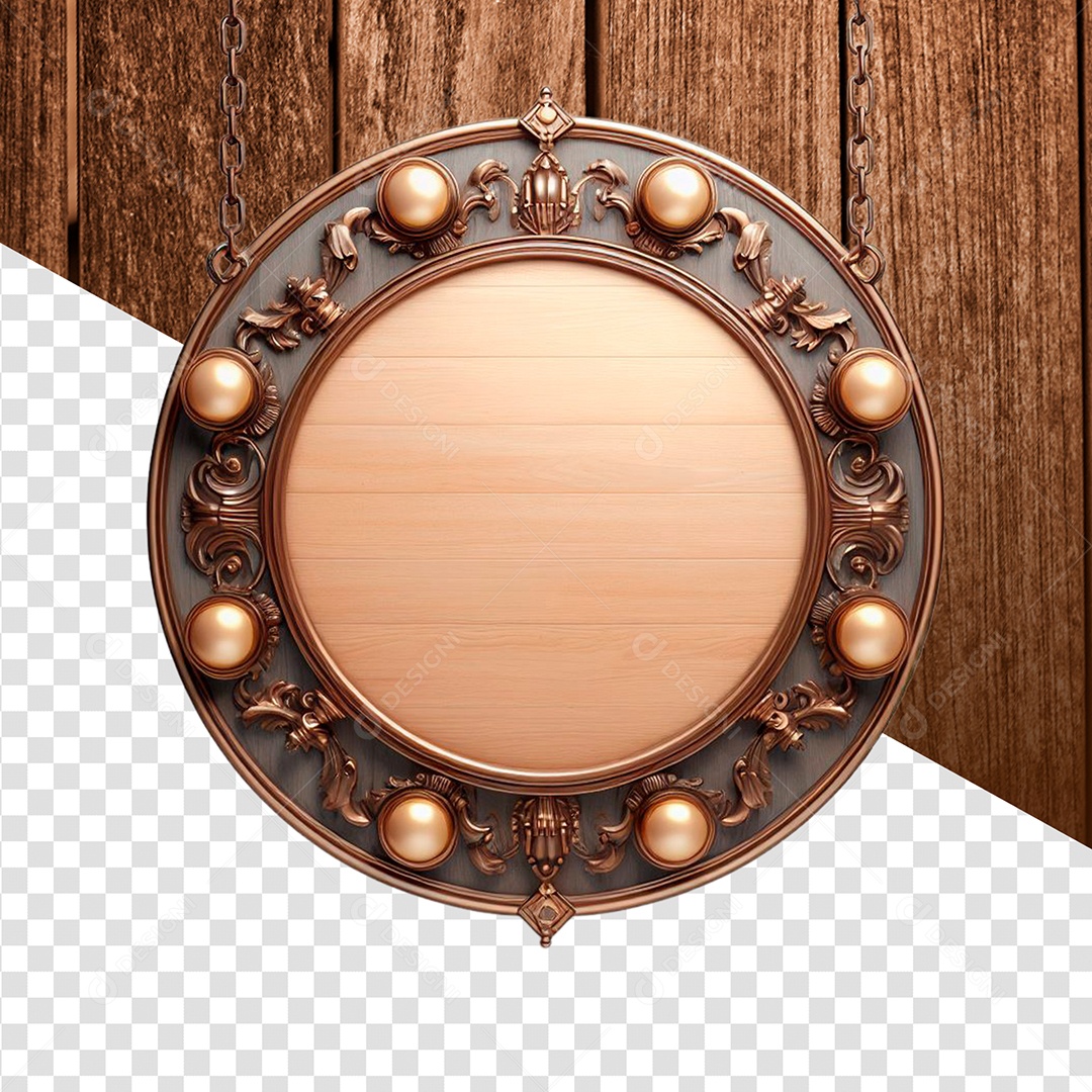Circulo de Madeira e Ferro Elemento 3D para Composição PSD