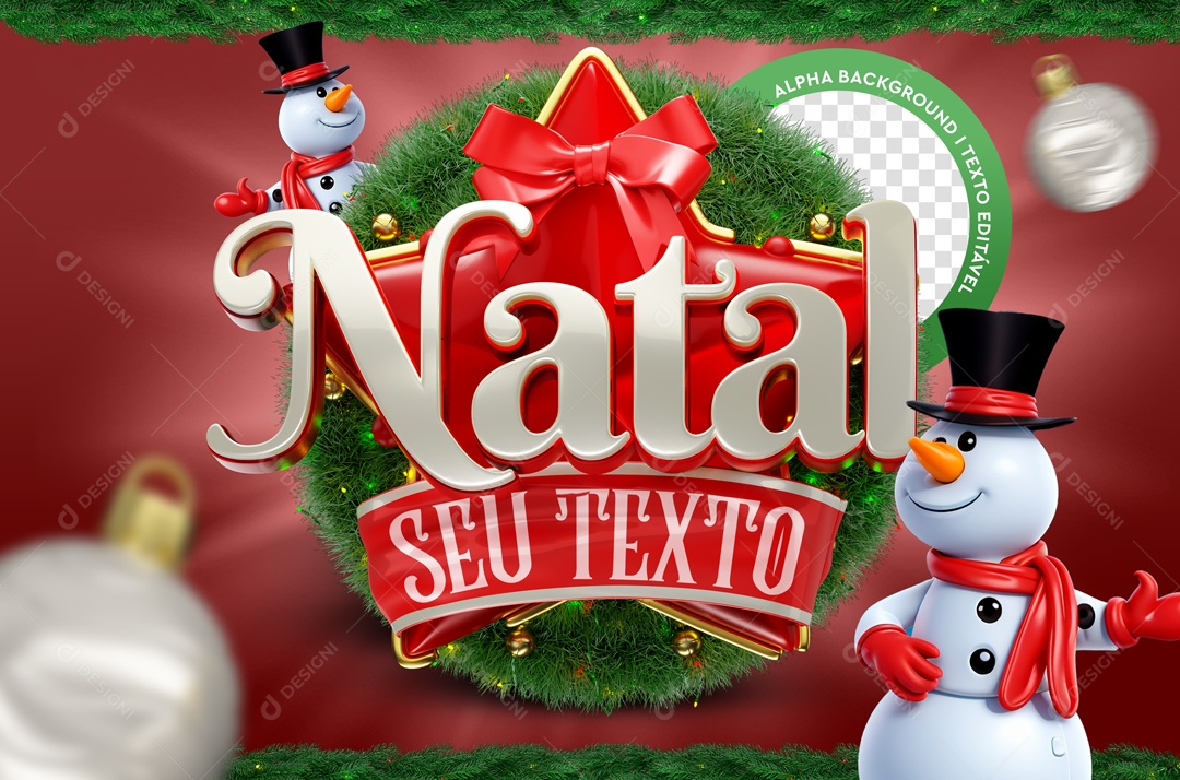 Selo 3D Natal Para Composição PSD